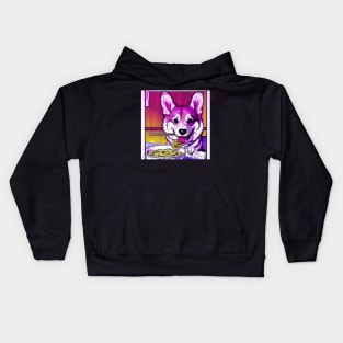 Corgi Eating Ramen Noodle Soup. Kids Hoodie